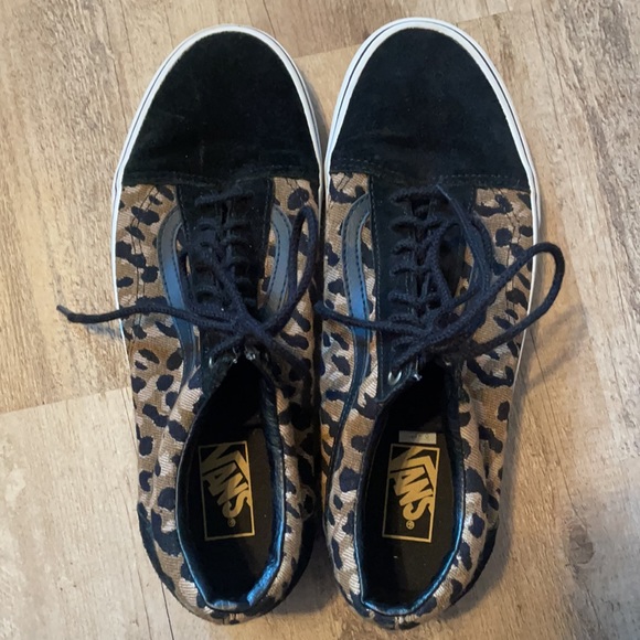 Vans Black and Tan Leopard Print Sneakers Sz. 11 - Picture 7 of 8